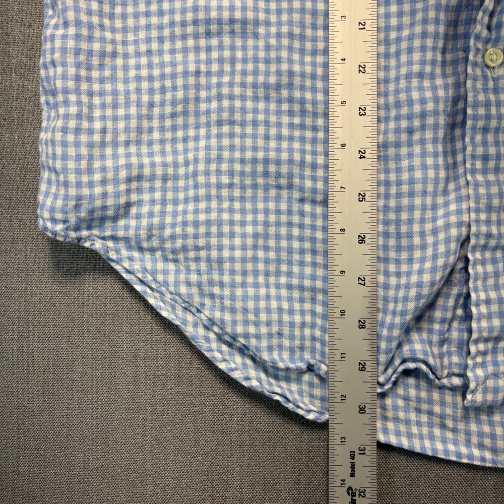 Polo Ralph Lauren Mens Classic Fit 100% Linen Gingham Seersucker Shirt Blue L - Picture 6 of 7